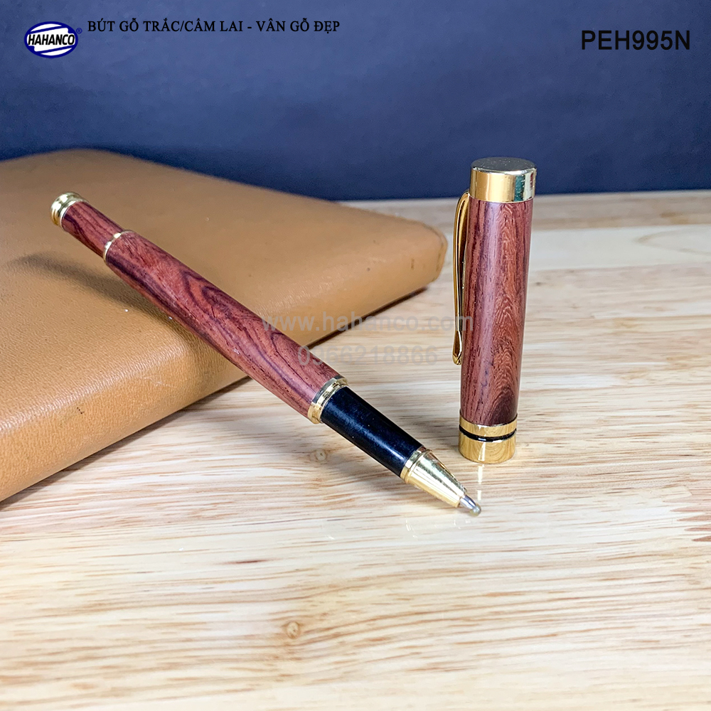 Bút ký gỗ Cẩm Lai/Trắc vân gỗ tự nhiên siêu đẹp, hàng cao cấp có nắp đậy (PEH995N) Quà tặng vô giá - Mang lại may mắn bình an - đẳng cấp cho người sở hữu - HAHANCO