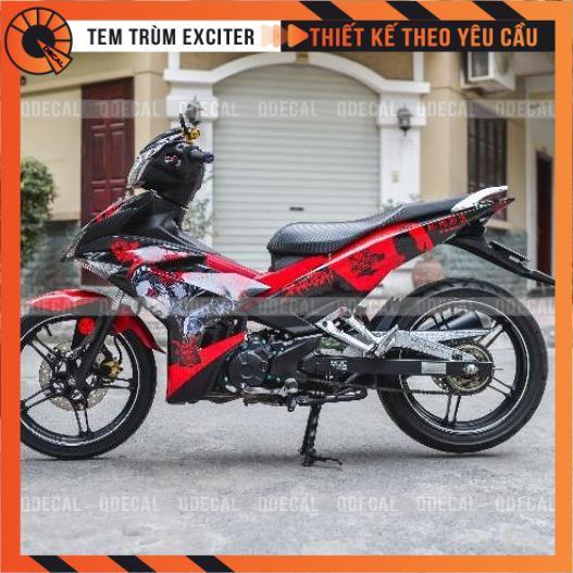 Tem trùm dành cho Exciter 150 Samurai đỏ đen decal 3 lớp