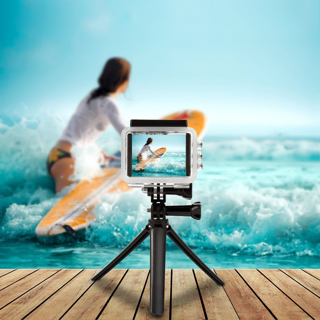Chân đế Selfie/Stick Monopod cao cấp gấp gọn dành cho máy ảnh thể thao, camera hành trình Puluz PU202, hàng chính hãng