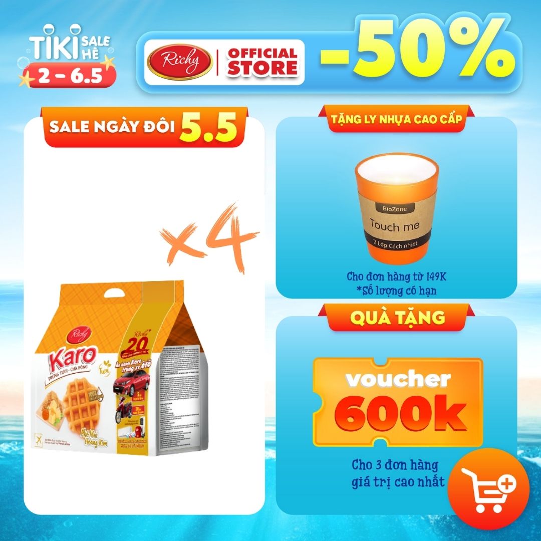 [BÁNH TƯƠI - HSD 45 NGÀY] Combo 4 bịch Karo Hoàng Kim ( bịch 6 chiếc)