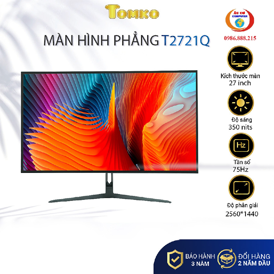 [HCM - HN] Màn Hình Máy Tính TOMKO 27 inch 2K T2721Q –  Tấm nền IPS Tần số quét 75HZ- Hàng chính hãng