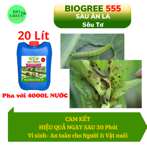 Phân vi sinh- Chế phẩm sinh học BIOGREEN can 20L Dòng chuyên trị các loại sâu bệnh hại cây can 20L