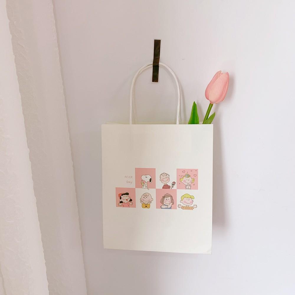 Túi giấy trắng phong cách Hàn Quốc đa năng họa tiết dễ thương