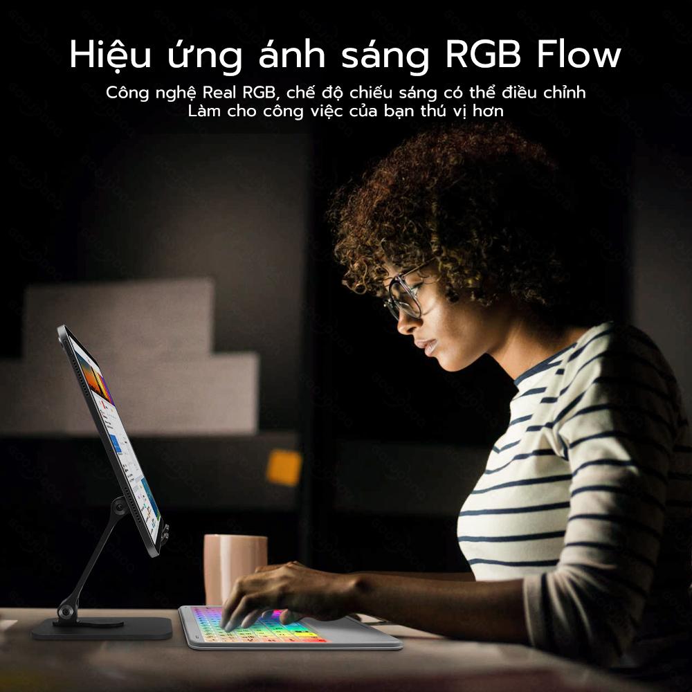 [HÀNG CHÍNH HÃNG GOOJODOQ] Bàn phím không dây bluetooth GOOJODOQ Đèn LED RGB thích hợp cho Điện thoại iPad Pro Air Xiaomi Huawei Android Windows