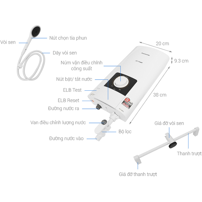 Máy Nước Nóng Panasonic DH-4NP1VW (4500W)