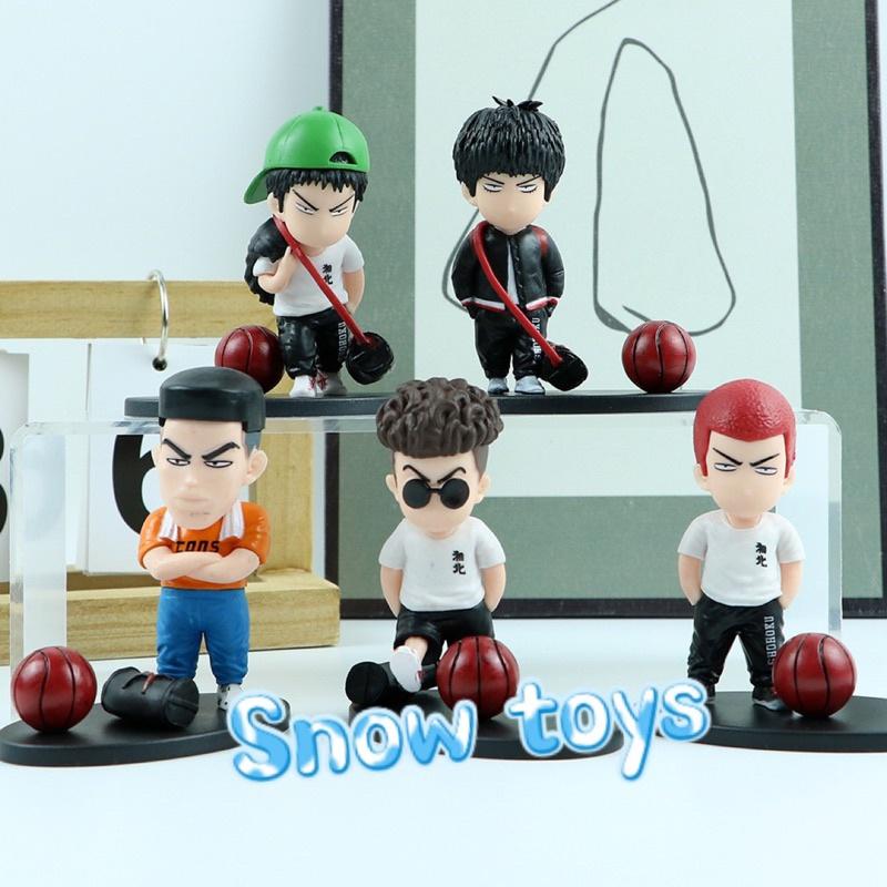 Mô hình Slam Dunk - Set Mô hình bóng rổ Hanamichi Rukawa Takenori Ryota Mitsui Akagi - Team bóng rổ trường Shohoku - 8cm