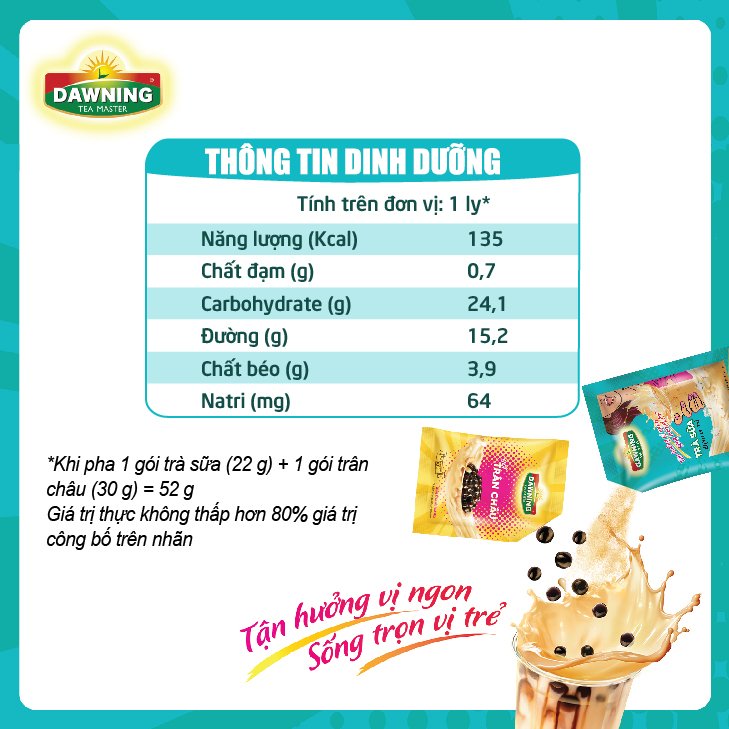 Combo 5 vị Trà Dawning- Trà chanh 280g, Trà sữa có trân châu và không trân châu Tròn vị ngon &amp; Đậm vị trà 260g