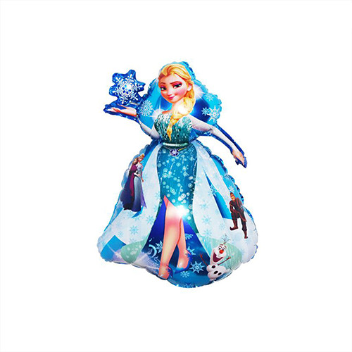 Set bong bóng trang trí sinh nhật cho bé chủ đề Elsa tông màu xanh chủ đạo xinh xắn, dễ thương YBHP-010