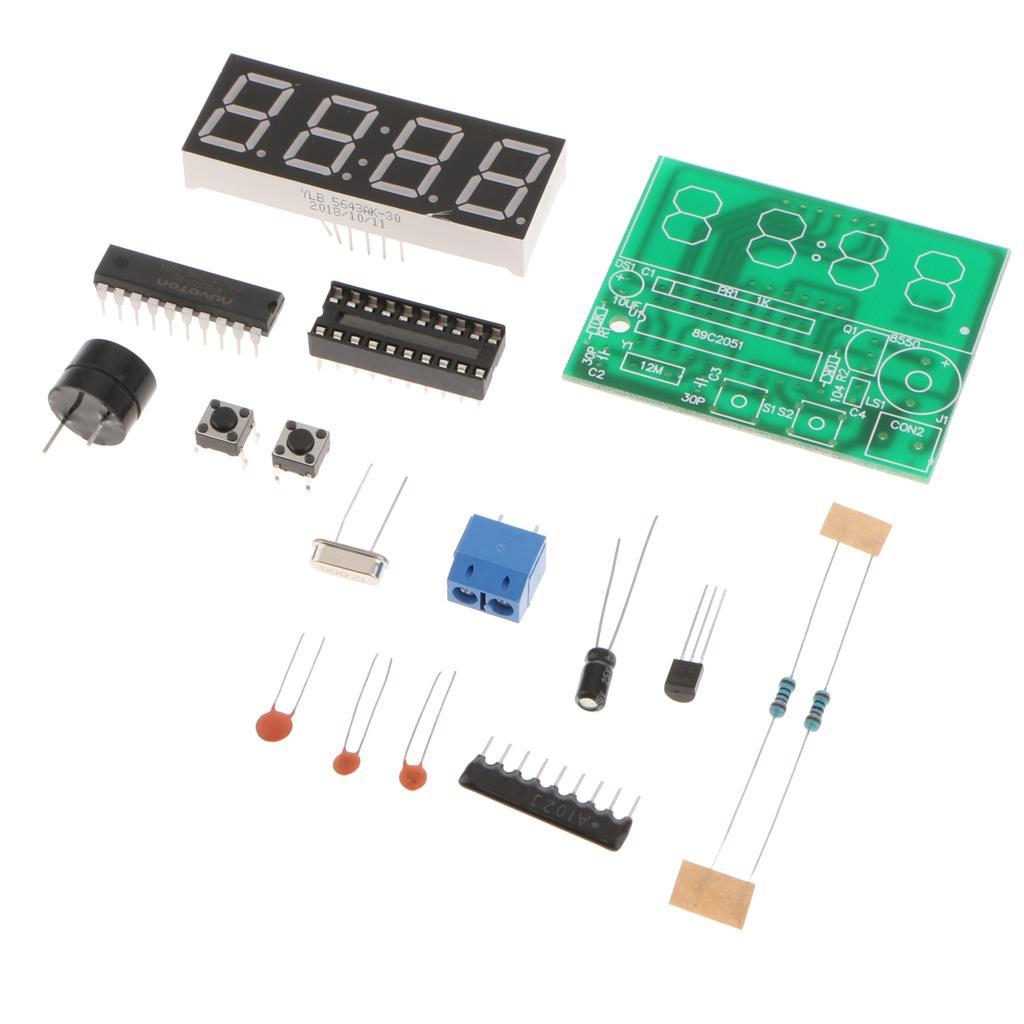 2x Clock Electronic Production Suite Time Chip AT89C2051 FR-4 PCB for Students Science Electronics Learning Education