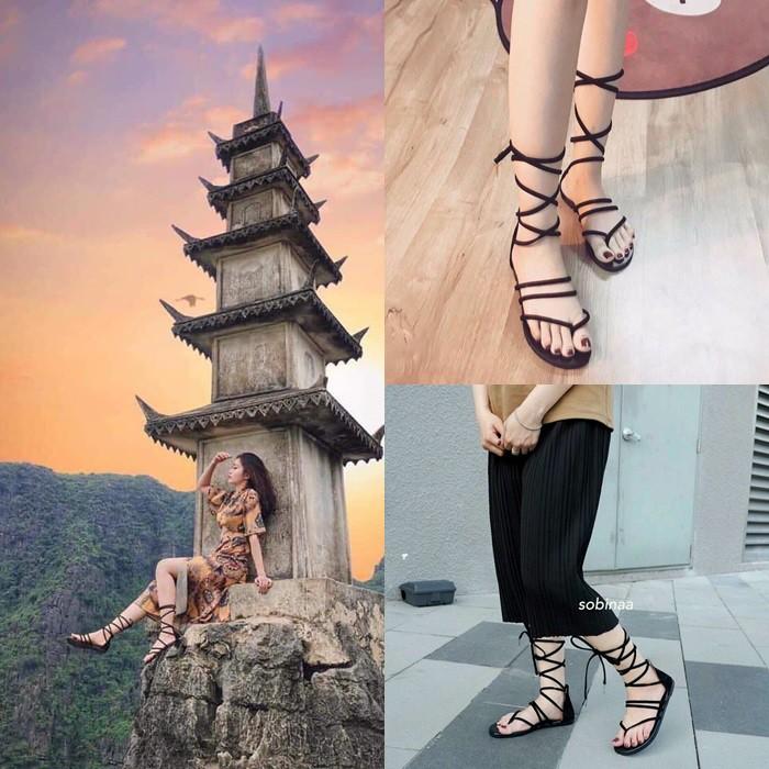 Sandal cột dây bít gót