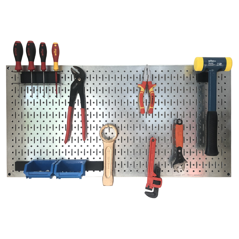 Tấm lưới Pegboard mạ kẽm kèm phụ kiện treo tường