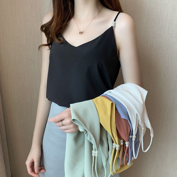 Áo 2 Dây Nữ New Design Đính Ngọc Trai Mẫu Mới, Lụa Satin Mịn Mát, Phong Cách Vintage Trẻ Trung, Áo Có Nhiều Màu Và Đủ Size AO0004