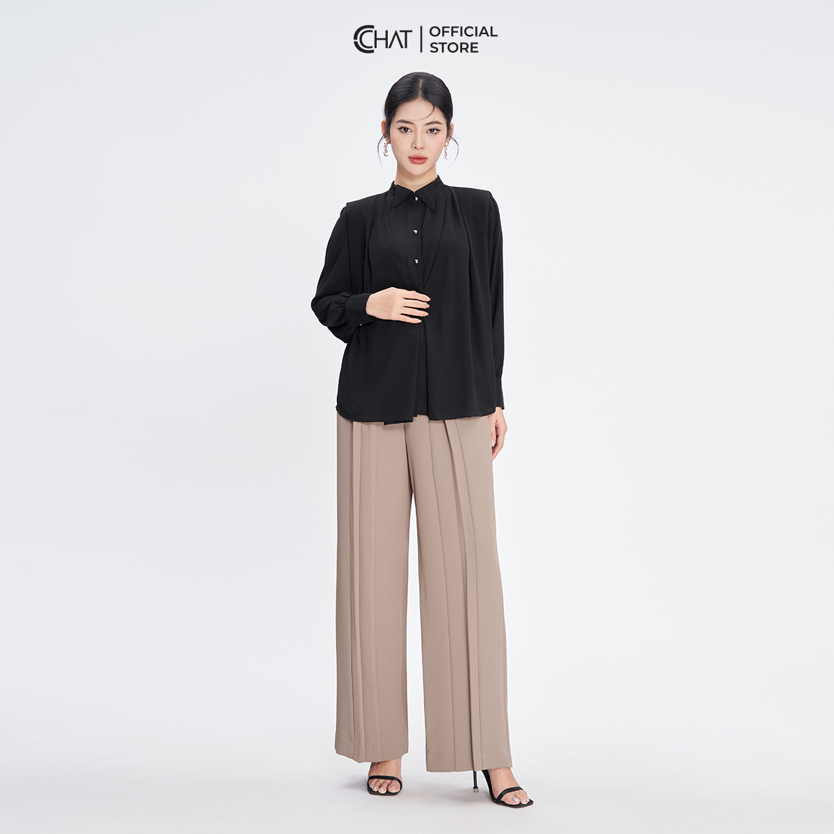 Quần Ống Rộng Kiểu Súp Trước Xếp Ly Chất Tuytsi Cao Cấp Mềm Mịn 53QDS8002ST