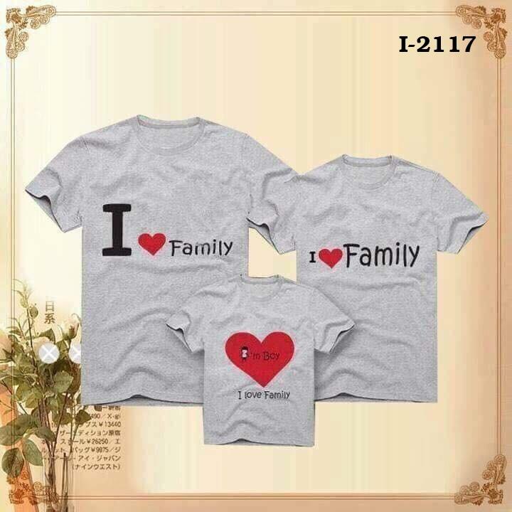 M2117 Áo Thun Gia Đình In I Love FAMILY
