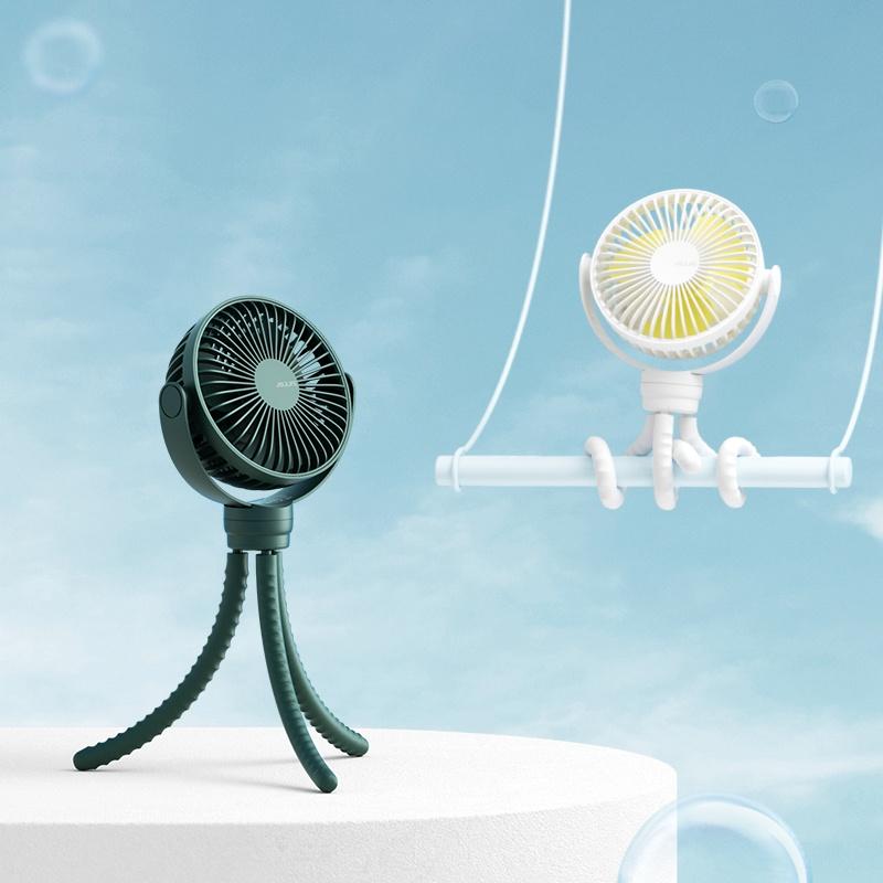 Quạt JISULIFE sạc USB có đế đỡ xoay 360° linh hoạt cho xe đẩy/ cầm tay/ ô tô đa năng-Hàng chính hãng