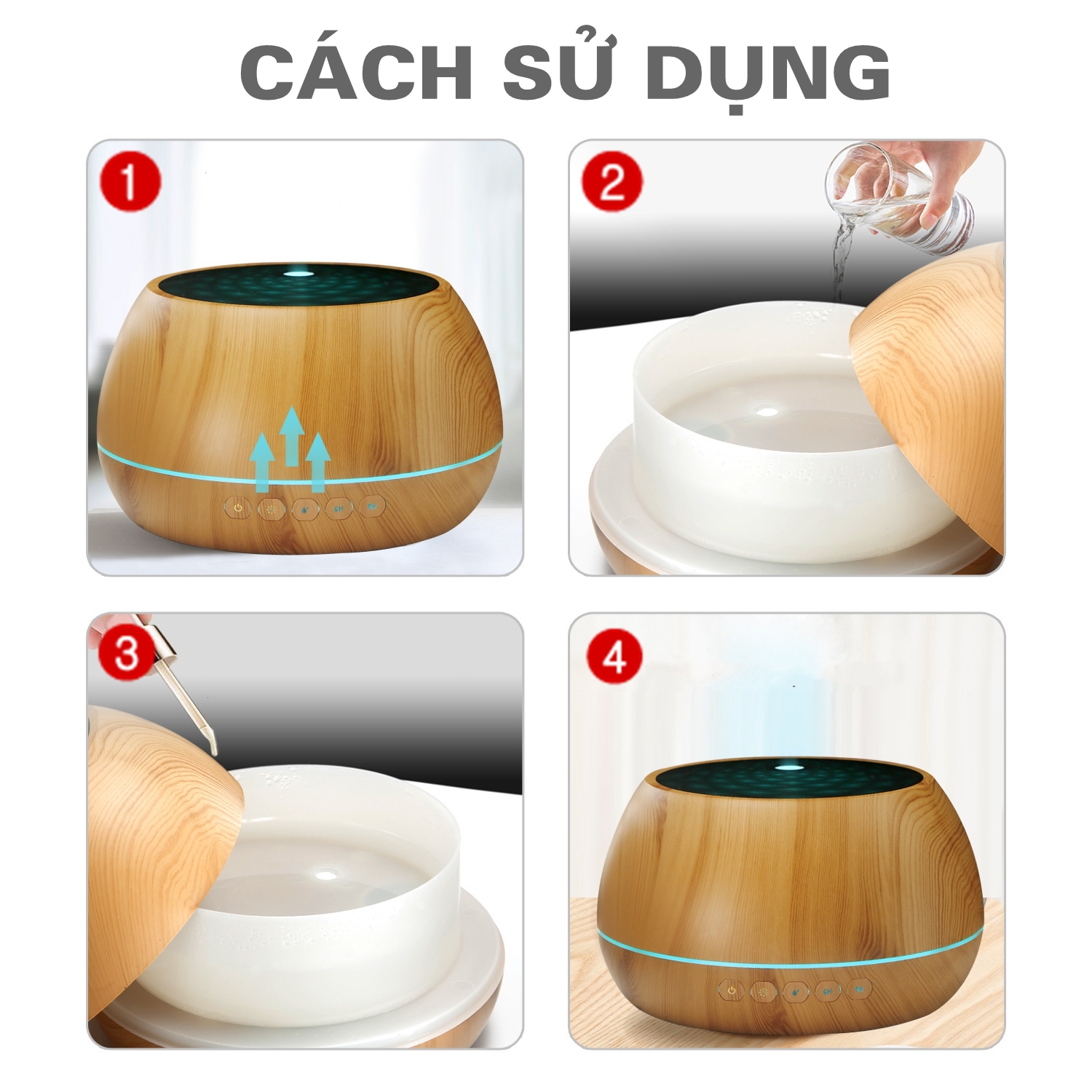 (Tặng Điều Khiển, Tặng Tinh Dầu) Máy Xông Khuếch Tán Tinh Dầu Thùng Gỗ Loa 1000ml Nghe Nhạc