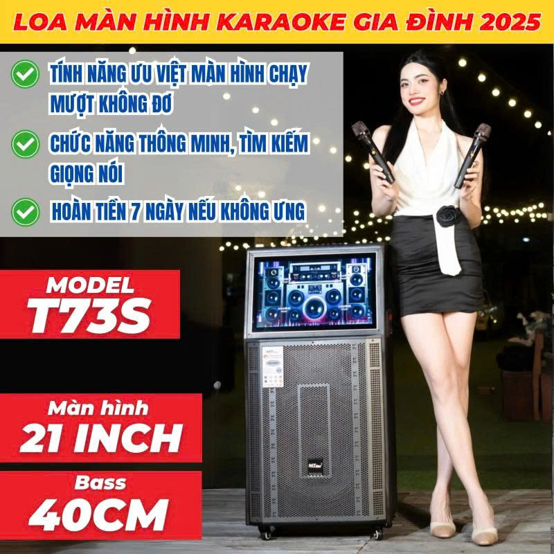 Loa Màn Hình MTMAX T73S Bass40 Màn Hình 21inch Công suất 500W Đi Kèm Cặp Micro Sang Trọng Chống Hú Cao Cấp hàng chính hãng