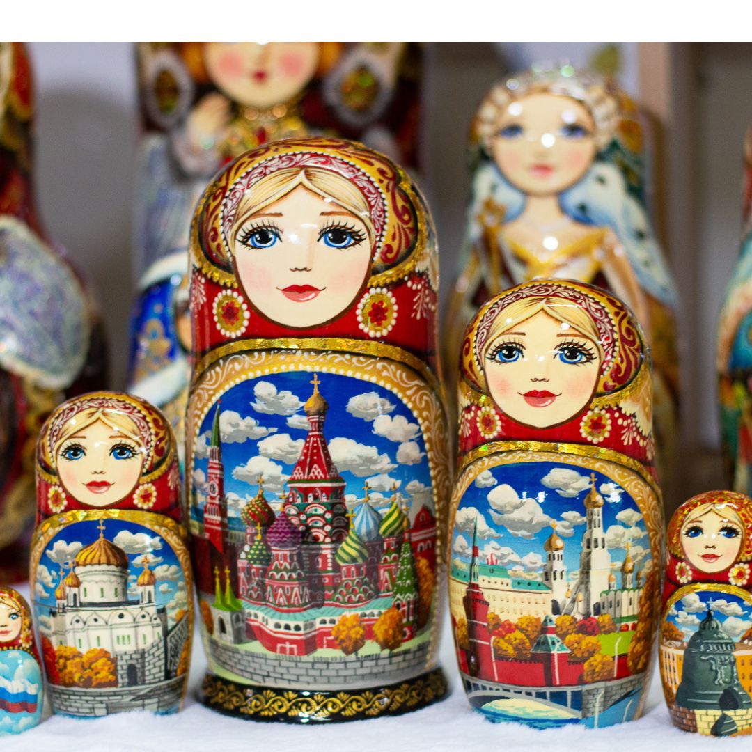 BỘ BÚP BÊ NGA MATRYOSHKA 5 LỚP CAO 18CM VẼ HOA VĂN "PHONG CẢNH MATXCOVA" CỰC ĐẸP VÀ SANG TRỌNG ĐỘC ĐÁO