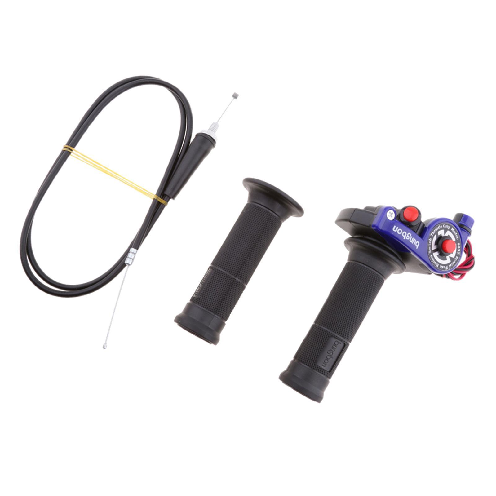 Motorcycle Motorbike Quick Turn Throttle Grip Cable Kill Start Switch Blue