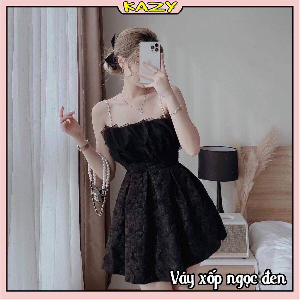 Váy xốp hai dây ngọc siêu sang chảnh KAZY STORE V034