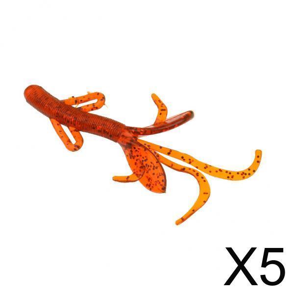 5xSoft Fishing Bait Lifelike Fishing Lure Soft Worm Simulation Bait Lure red