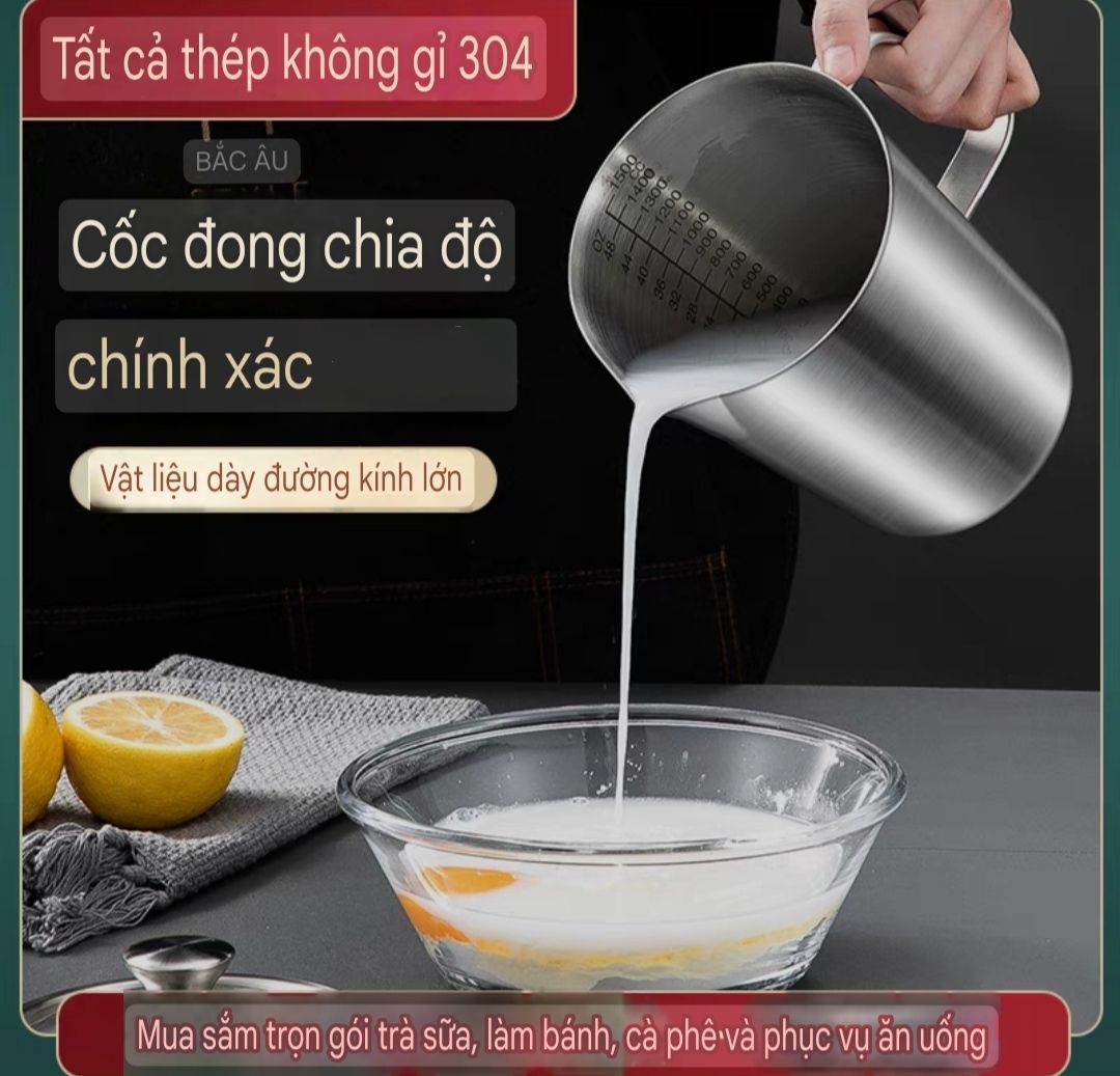 Ca đong định lượng Ca đong có vạch công nghệ CNC dõ nét Inox sus 304 cao cấp