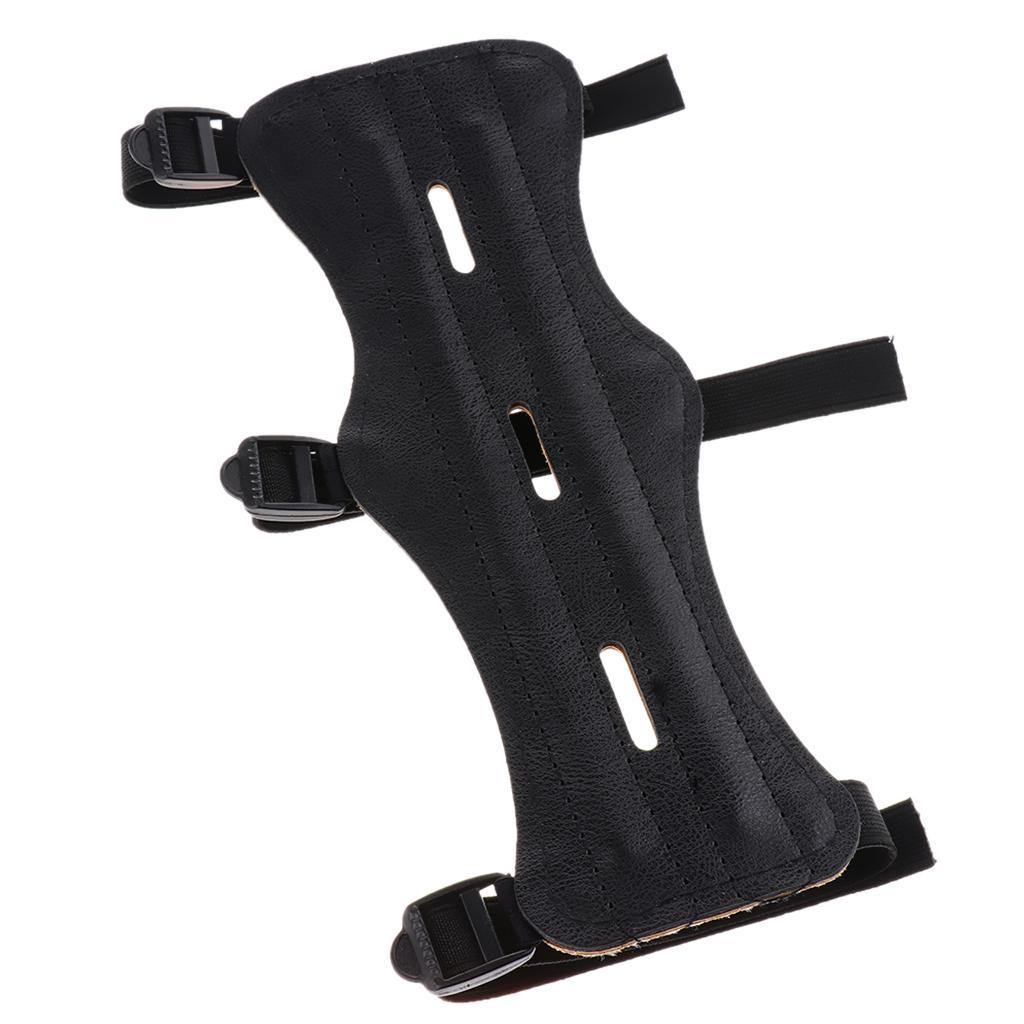 Archery Arm Guard Shooting Protection Safe Guard PU Leather with 3 Adjustable Straps