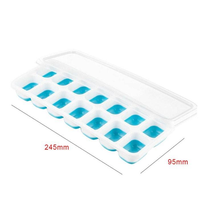 Khay Vỉ Làm Đá Đá Silicon Có Nắp Đậy 14 Viên, Khay Đựng Đá Tủ Lạnh, Làm Đá Thạch Kem Bảo Quản Tốt.