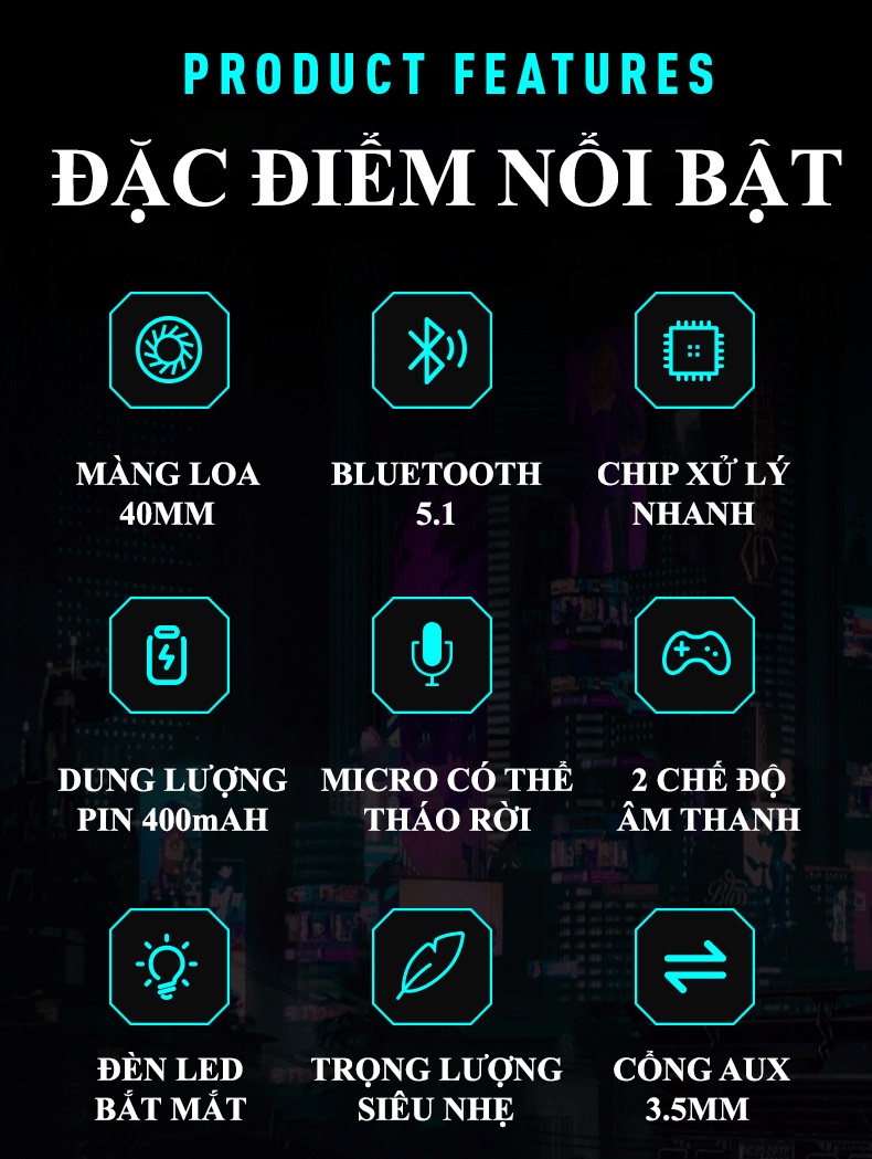 Tai nghe gaming SY-T830 kết nối bằng Bluetooth và cổng AUX 3.5mm có đèn led và âm thanh sống động phù hợp cho game thủ - JL