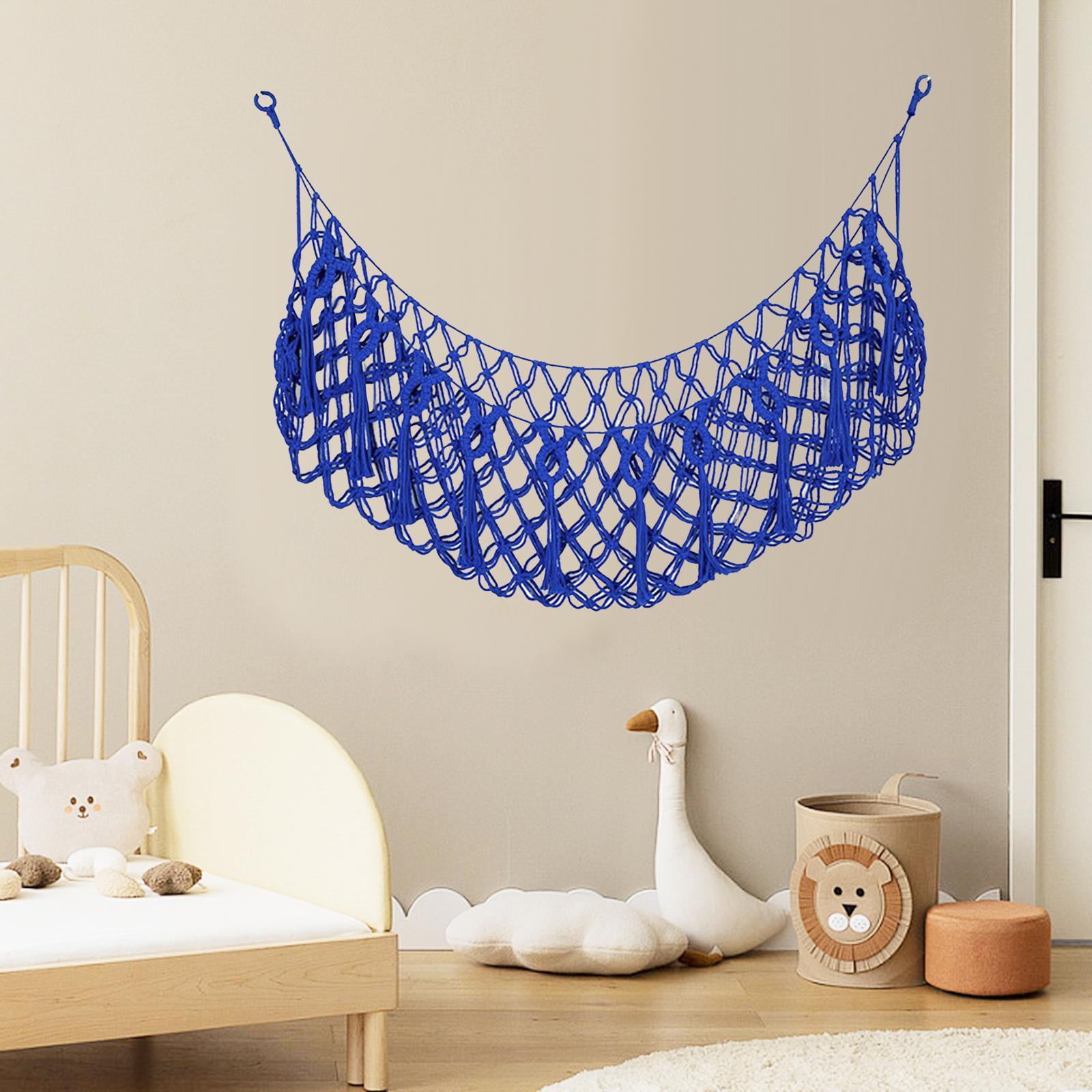 Stuffed Toy Storage Hammock Net Hanging Organizer Woven Rope Handmade Room Decor Storage Holder Plush Toy Storage Net for Kids Room Playroom