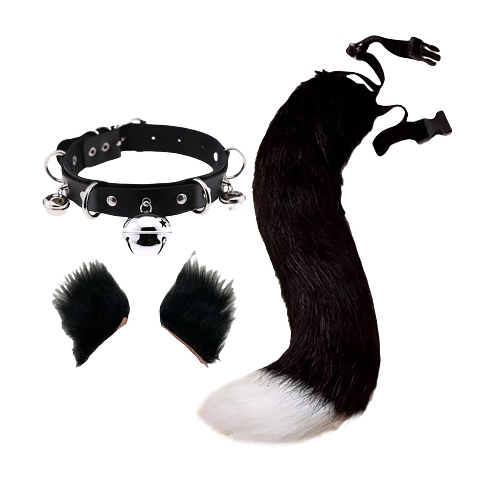 4Pcs Plush Fox Ears and Tail Set Faux Fur Long Tails Party Costume Kits