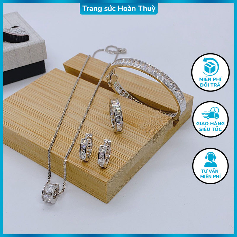 Bộ Trang Sức Circle Gồm Bông Tai, Nhẫn, Lắc Tay Cao Cấp