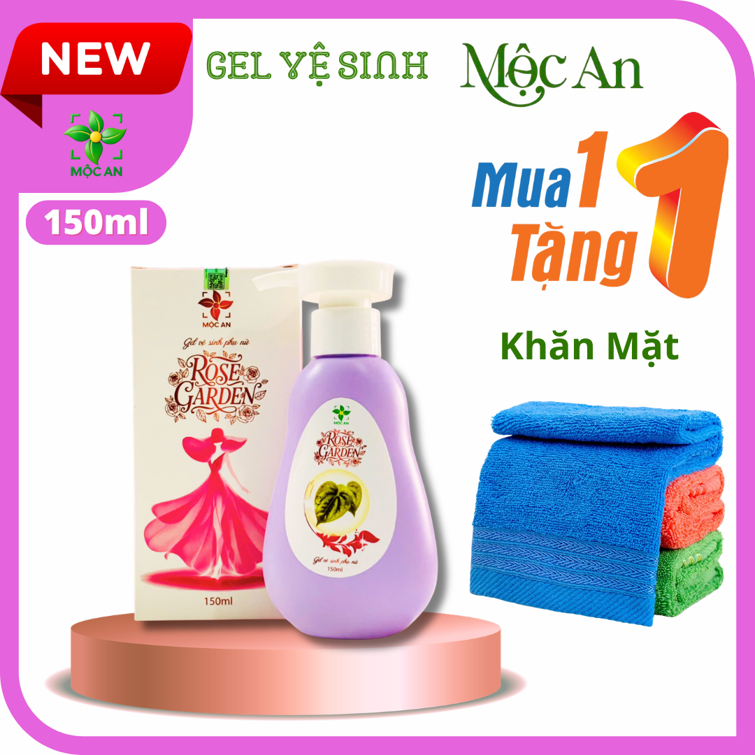 MUA 1 TẶNG 1 Dung Dịch Vệ Sinh ROSE GARDEN Hộp 150ml MỘC AN Thành Phần Lá Trầu Không, Nha Đam, Tía Tô, Bạc Hà