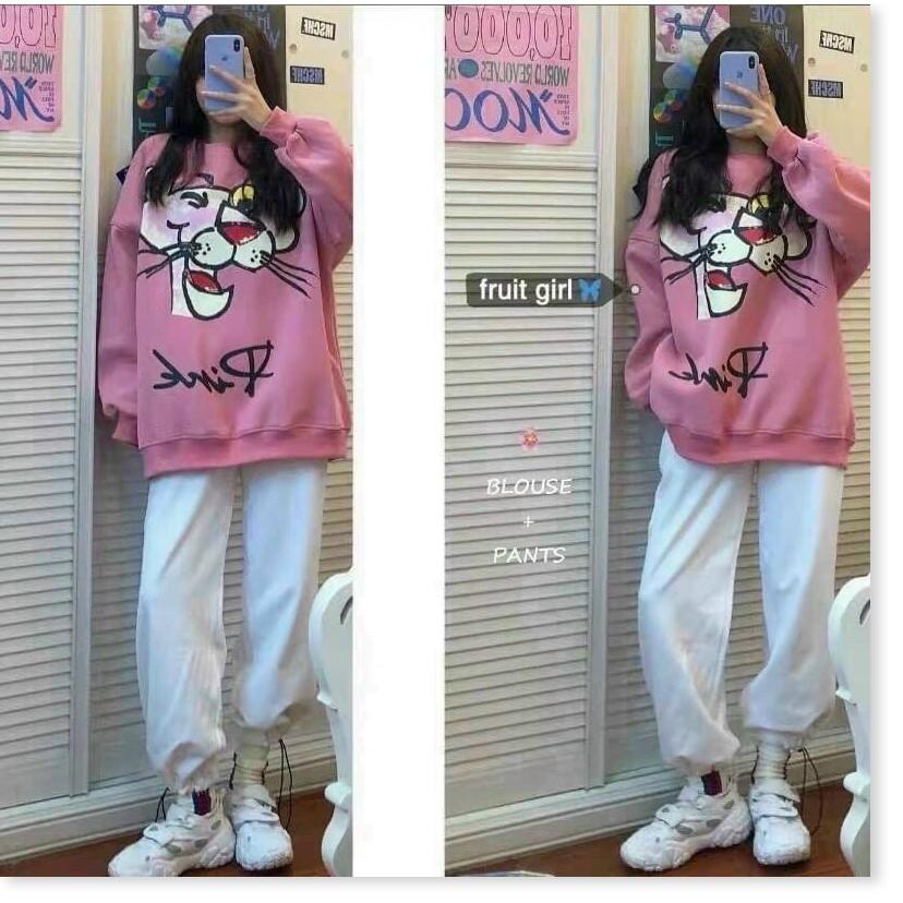 Áo sweater nỉ ngoại CHÚ BÁO HỒNG SIÊU ĐẸP HOT HOT NHẤT 2021 THỜI TRANG KING FASHION