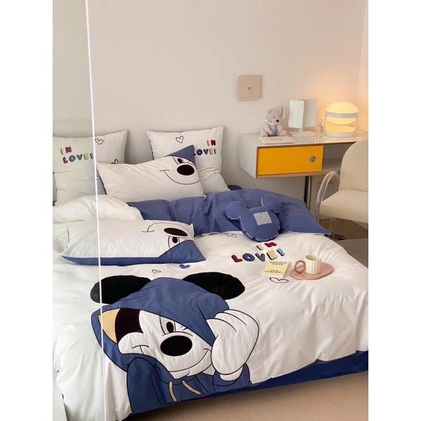 Bộ Chăn Ga Gối Cotton Linen Disney Hàng Nhập Khẩu Cao Cấp 5 Món Cho Bé Trai và Gái