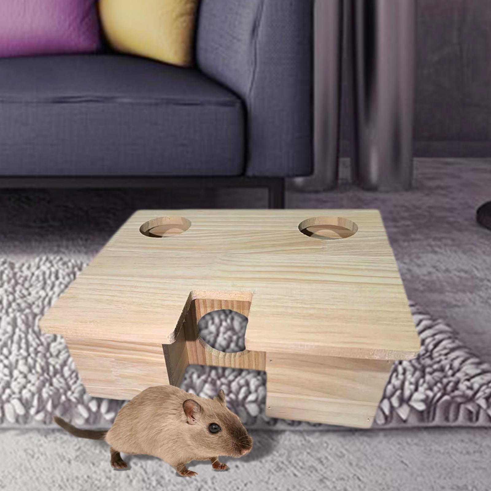 Hamster Wooden House Cage Accessories Hideout Nesting Habitat for Gerbils Guinea Pig