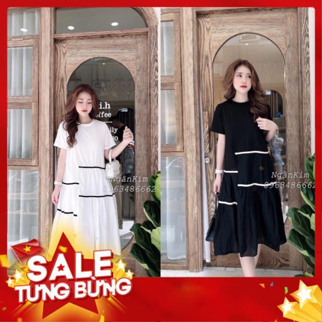 Váy bầu cao cấp chất cotton pha vonthiết kế sang chảnh mặc đi làm đi chơi đều đượcFree size 43~68kg