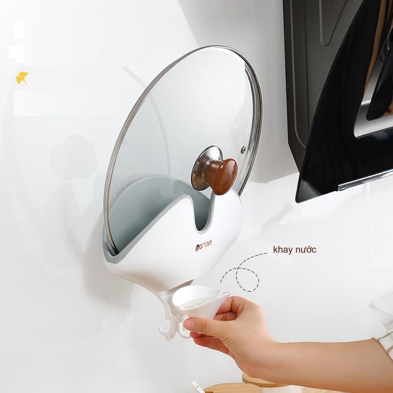 Giá Cài Nắp Vung Nồi GonQin - Kệ treo thớt, đồ nhà bếp dán tường cao cấp GQ220101