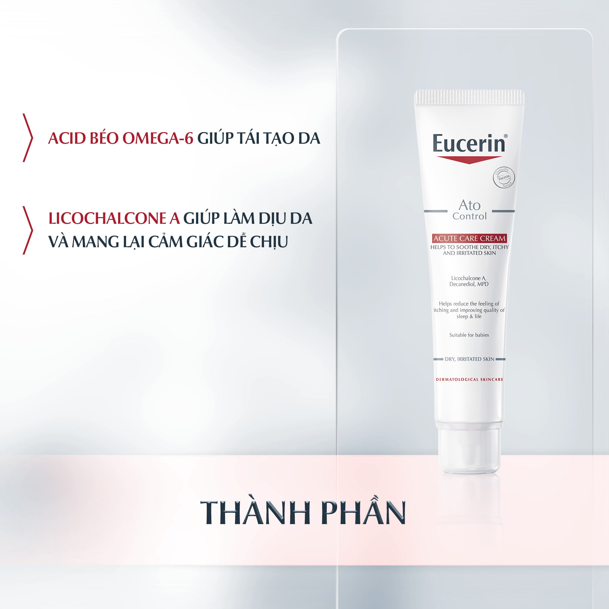 Kem dưỡng giảm viêm da cơ địa Eucerin Ato Control Acute Care Cream 40ml