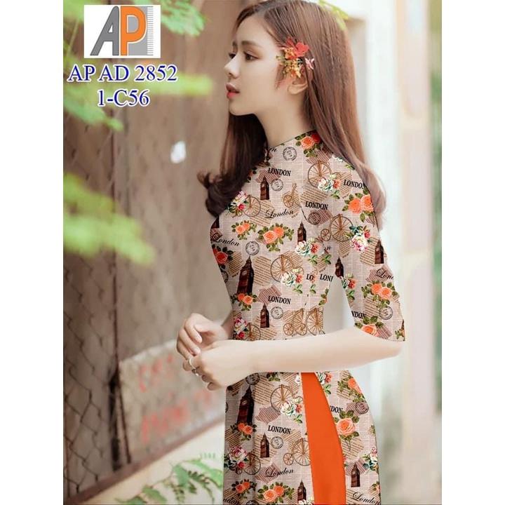 Vải may áo dài in 3D họa tiết Xe Đap Hoa Hồng