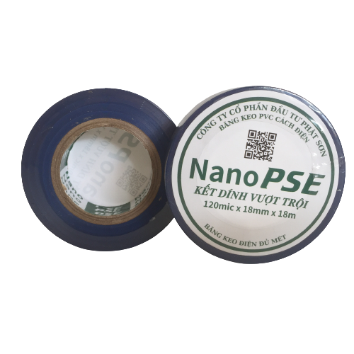 Băng keo cách điện đủ mét Nano PSE 18M Màu xanh dương (01 cây 10 cuộn)