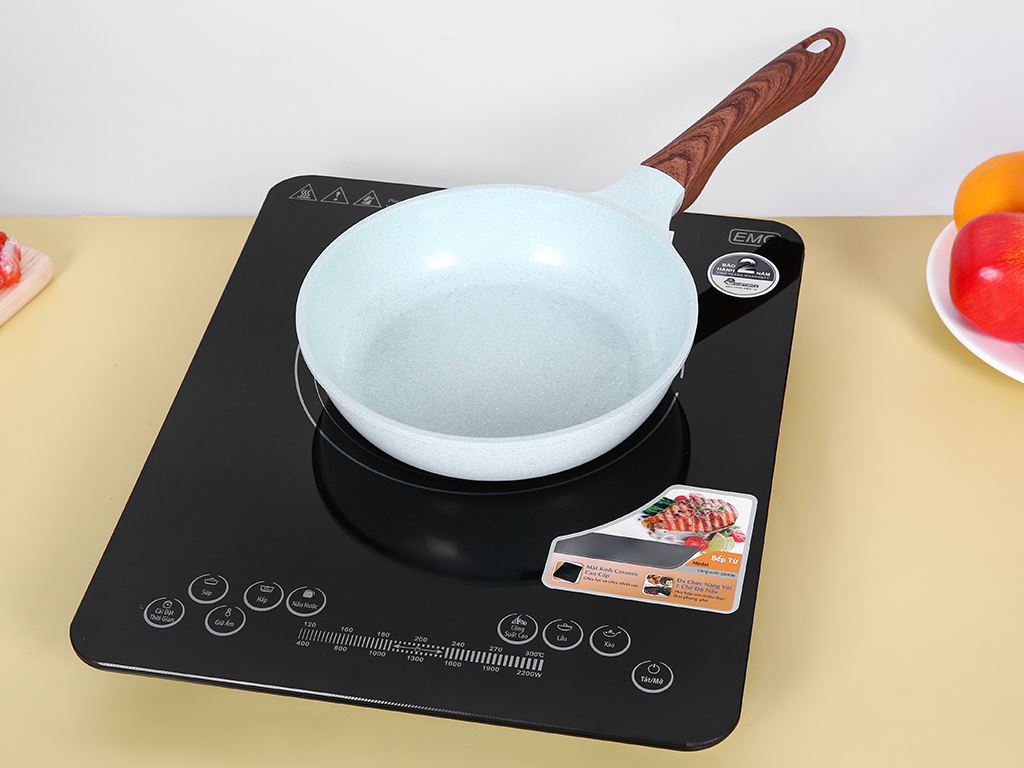 Chảo Green Cook GCP06-24IH Cao Cấp - Chảo đúc chống dính 24cm sâu 6.2cm đáy từ 7 lớp men đá xanh ngọc sâu lòng dùng cho mọi loại bếp