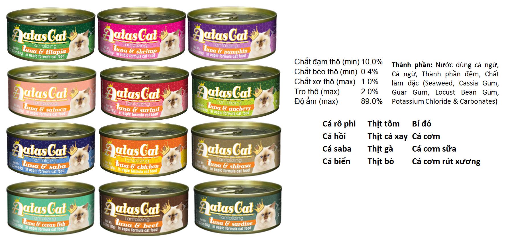 Pate lon các loại cho mèo - lon 80g