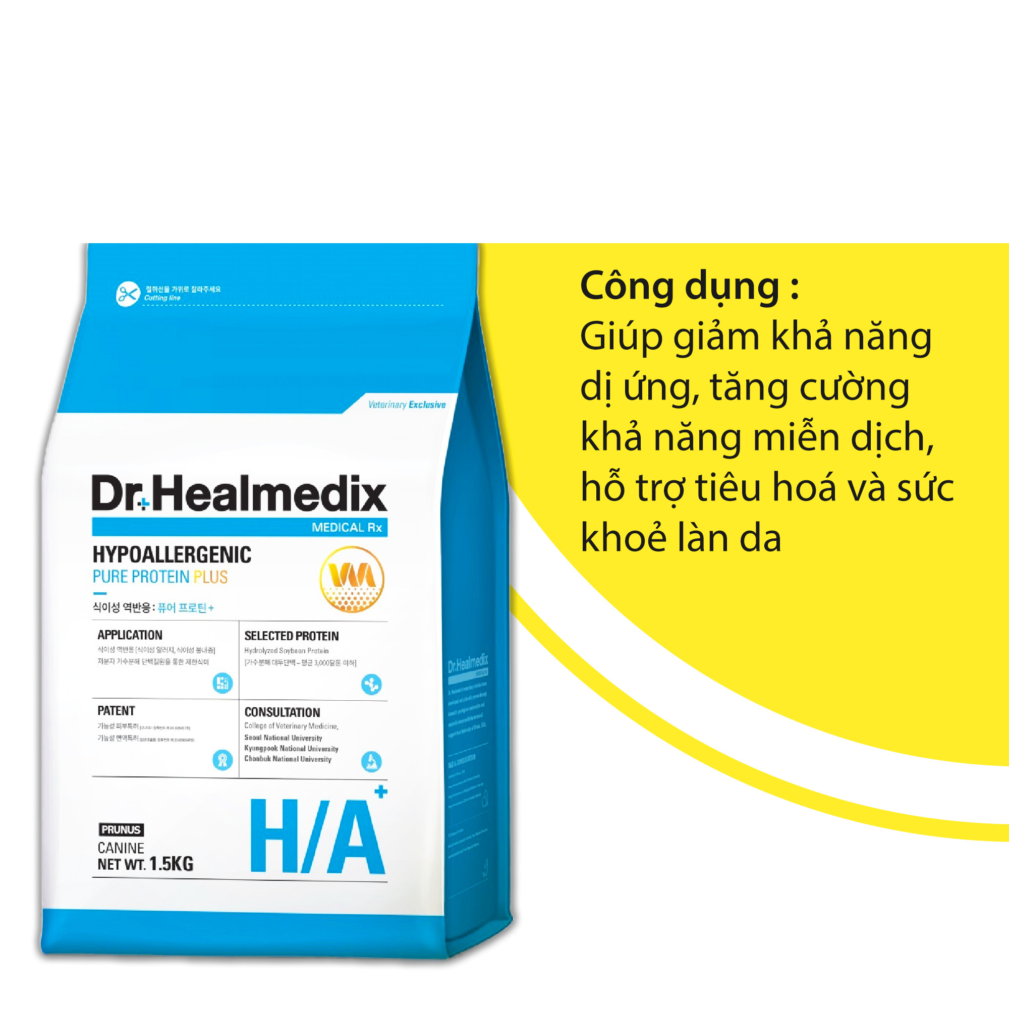 Thức ăn chó Hỗ trợ giảm dị ứng, giảm cân Dr.Healmedix Pure Protein Plus 1.5kg 