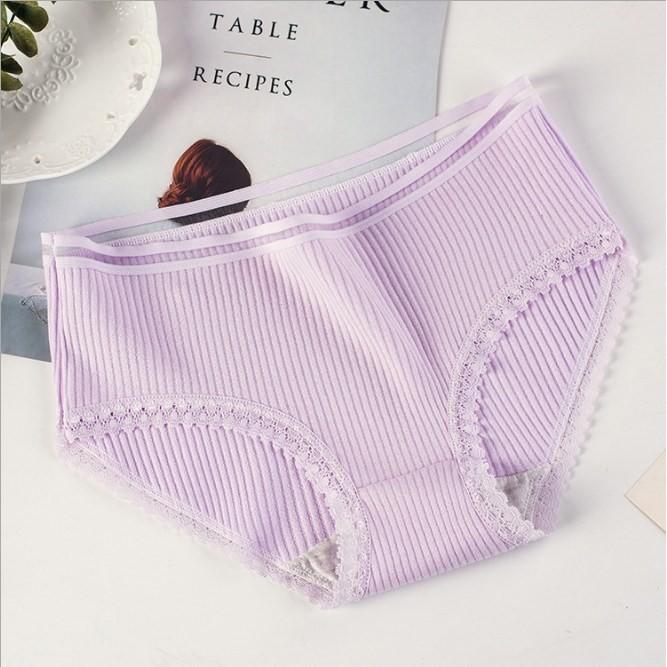 Quần lót nữ đẹp ️️ Quần lót cotton gân tăm viền ren siêu thoáng mát, sexy, gợi cảm