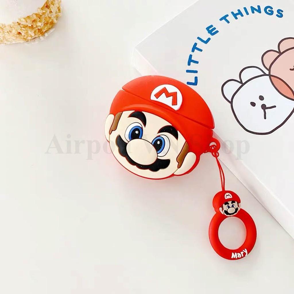 Bao Case Ốp dành cho Airpods 1- 2, Airpods Pro silicon 3D Mario & Mushroom cao cấp