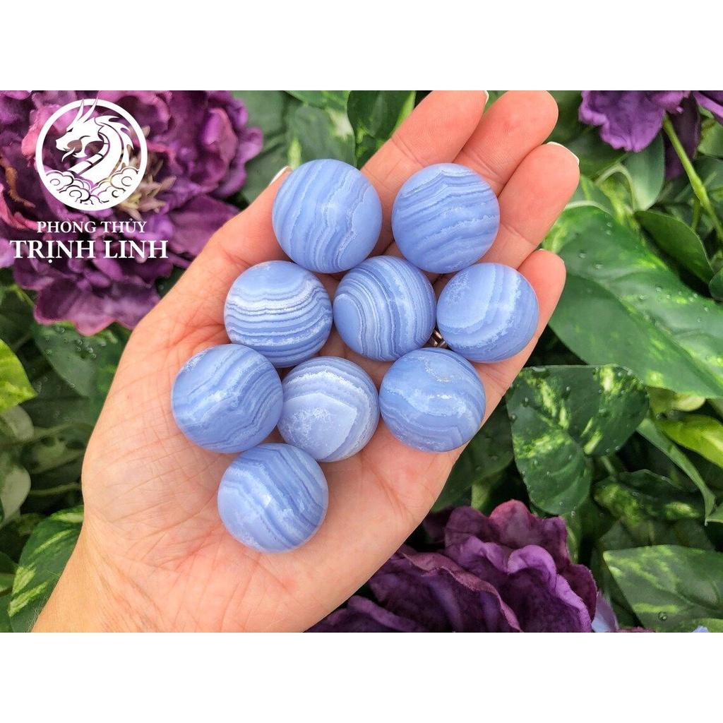 Quả cầu Blue Lace A.g.a.te thanh tẩy Tarot, Reiki, thiền định, phong thủy