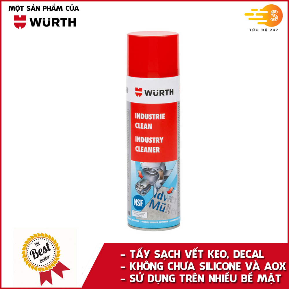 Chai xịt tẩy keo, nhãn dán, decal chuyên dụng Wurth WU-TK500 893140