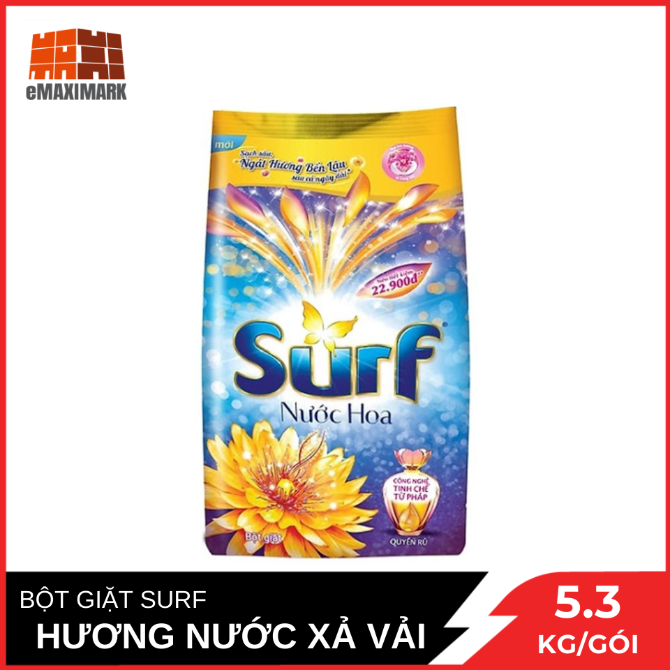 Bột giặt Surf Hương nước xả vải (Tím) Gói lớn 5.3kg