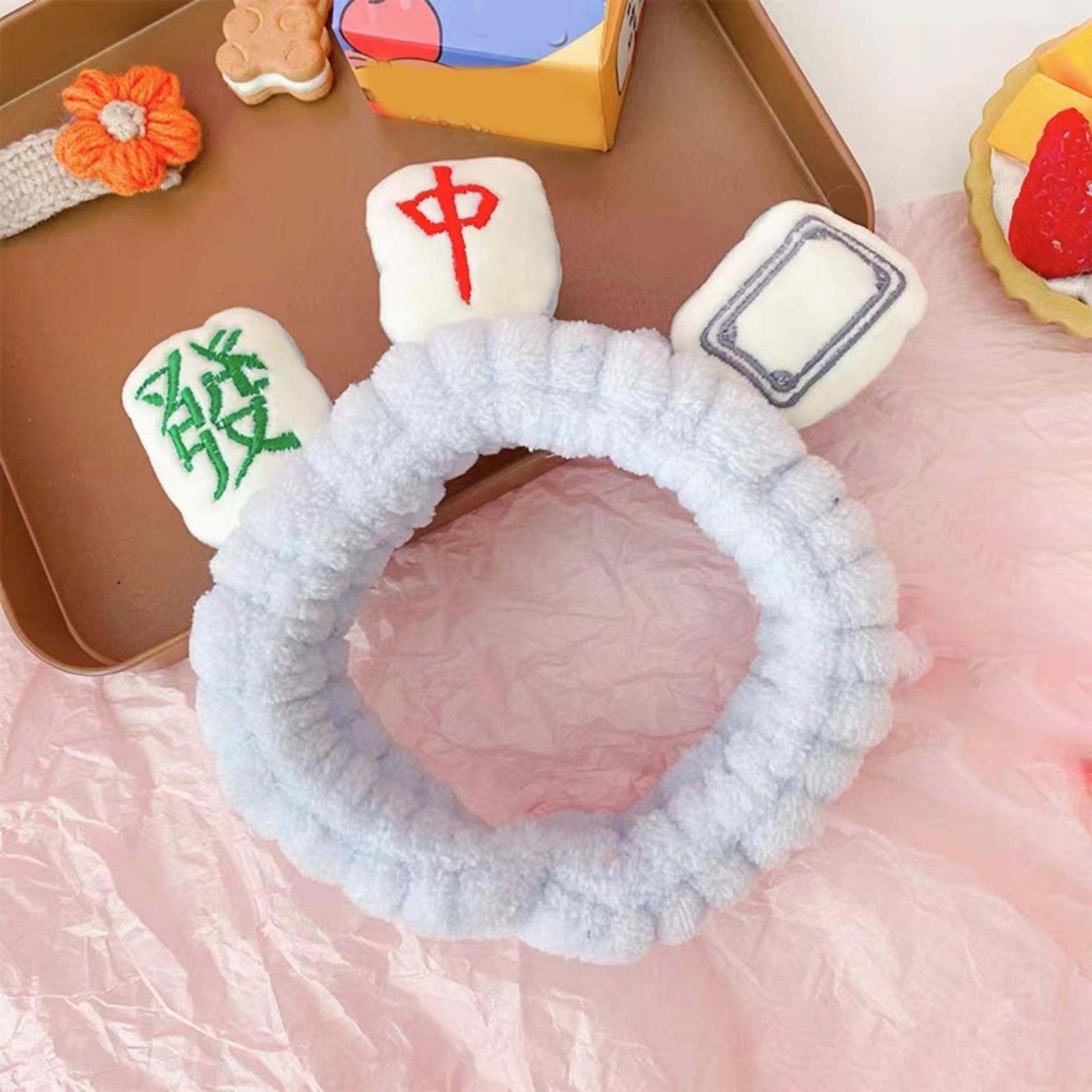 Mahjong Makeup SPA Headband Soft Flannel Headwrap for Shower Yoga Girls
